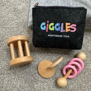 Giggles Montessori Toys Set - Pink and Natural Wood
